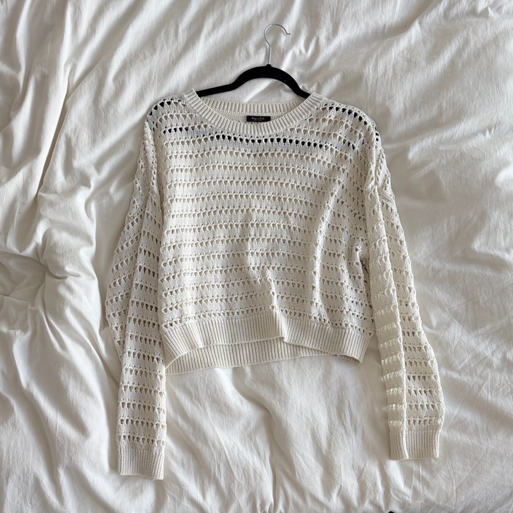 Massimo Dutti Women's Open-Knit Cream Sweater